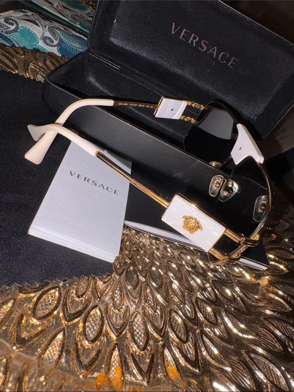 Versace Gold Aviator Sunglasses with Dark Lenses